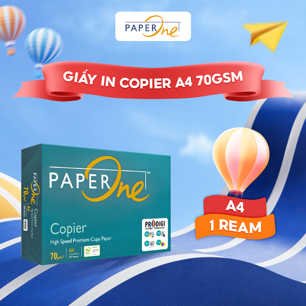 Giấy in A4 PaperOne Copier 70 gsm - Ream 500 tờ khổ A4 cho máy photocopy công suất lớn
