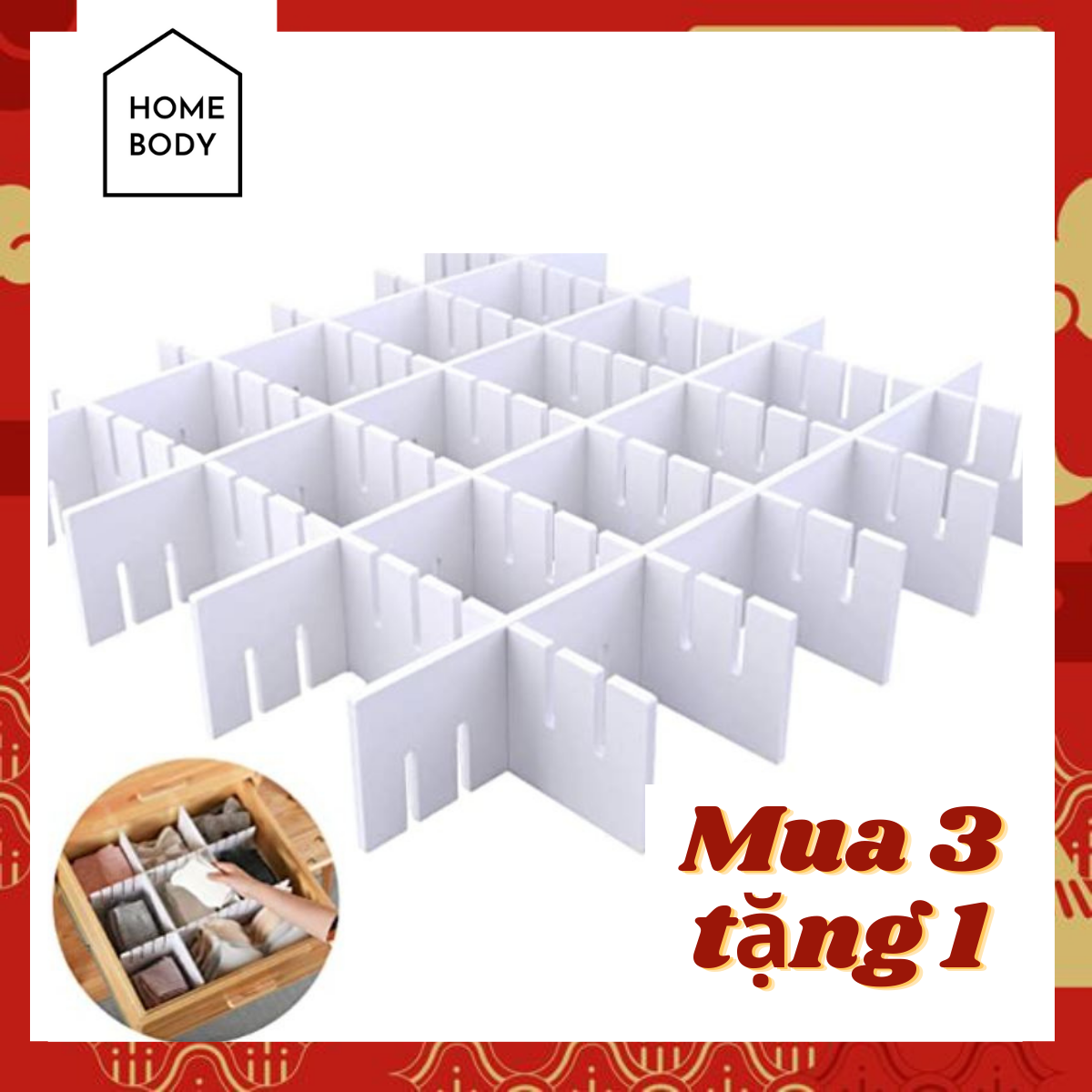 [HCM]Bộ Thanh Chia Ngăn Kéo Tủ HOMEBODY Có Thể Điều Chỉnh Giúp Đồ Bếp Đồ Trang Điểm Quần Áo Lót Ngăn Nắp