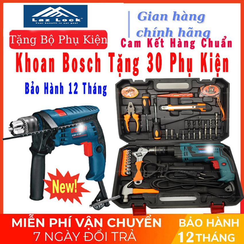 Máy khoan điện bộ vali máy khoan bosh 13re full đồ nghề mới 100% mega big 5.0