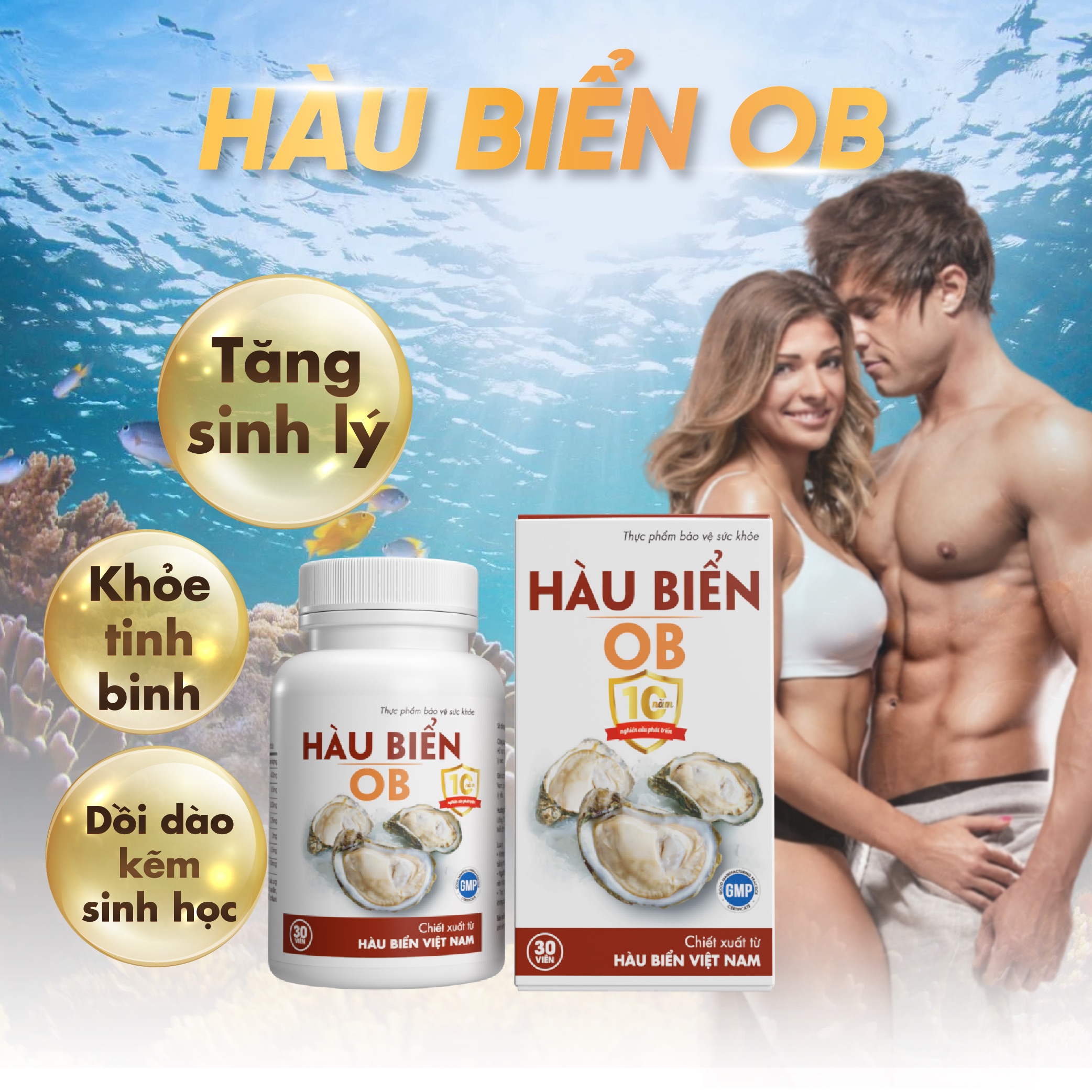 Tinh Chất Hàu Biển OB - Tăng Cường Sinh Lý Nam, Kéo Dài Thời Gian Quan Hệ, Giảm Xuất Tinh Sớm, Tăng Cường Testosteron Nội Sinh( Hộp 30 viên )