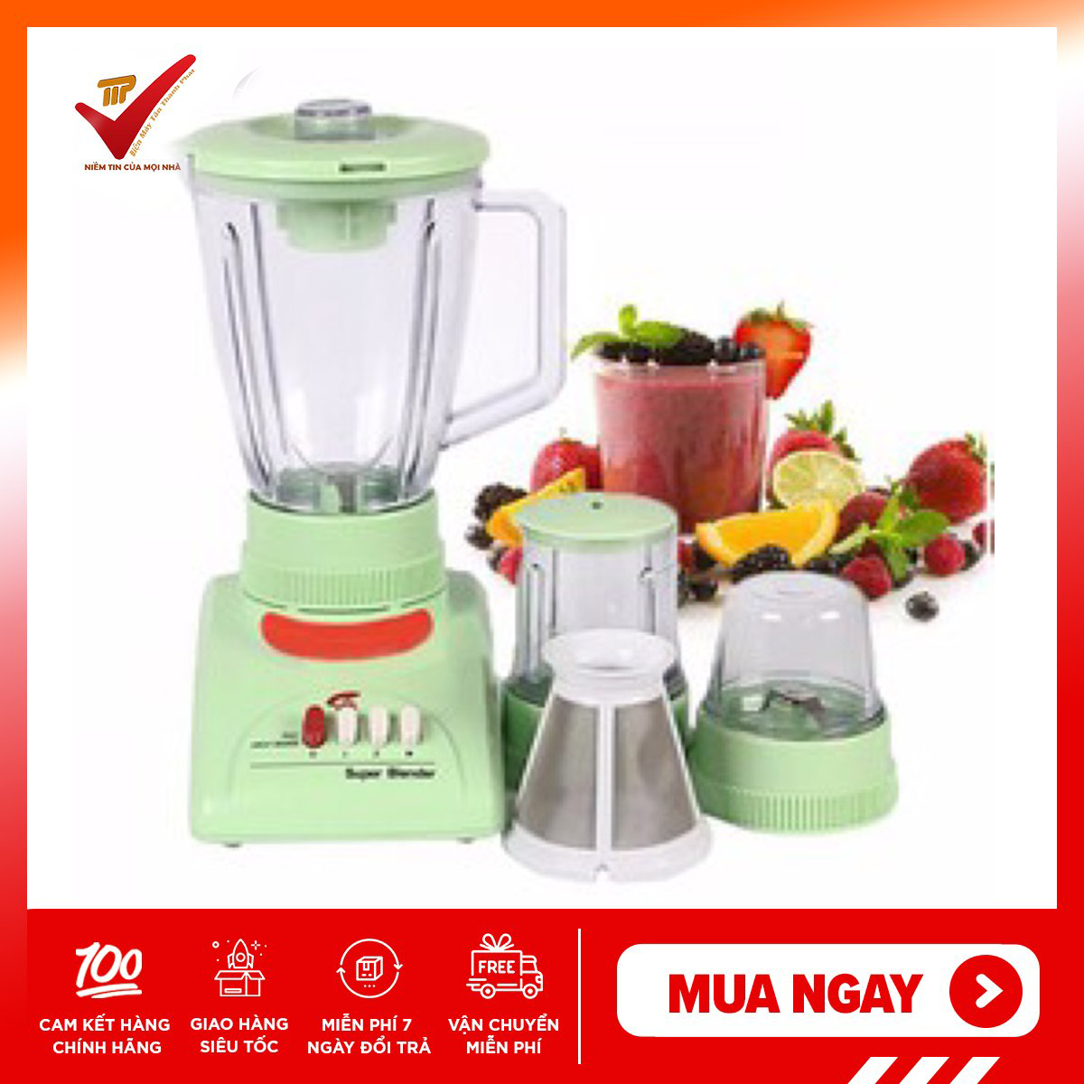 Máy xay sinh tố đa năng loại 3 cối JIPLAI  JL- 308 - THÁI LAN