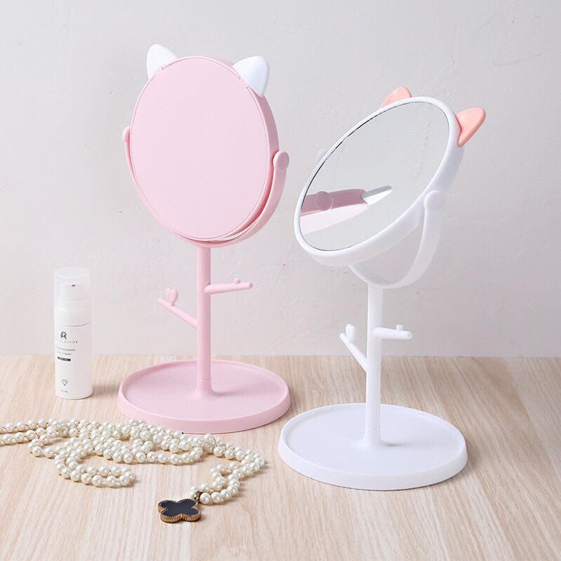 Gương để bàn tai mèo - Gương trang điểm tai mèo - Gương tai mèo cute