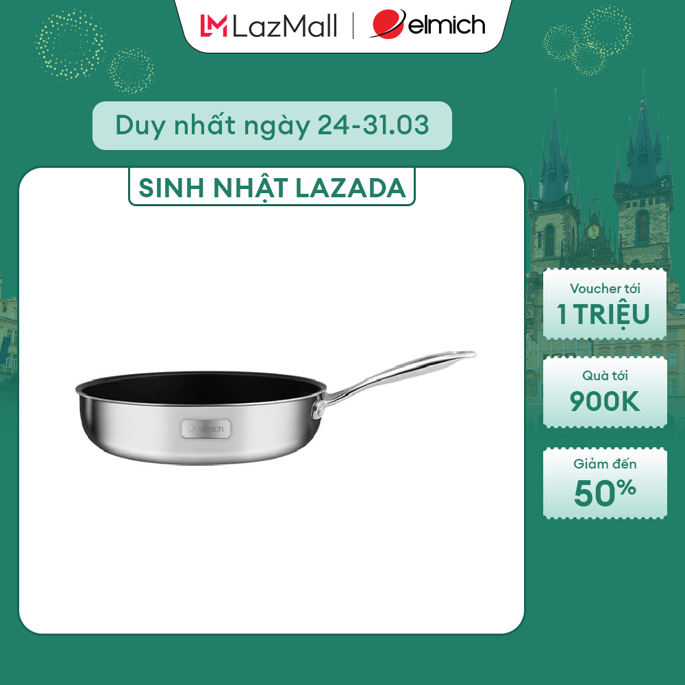 Chảo chống dính Inox dập nguyên khối Elmich Trimax Classic EL-2703OL size 26cm