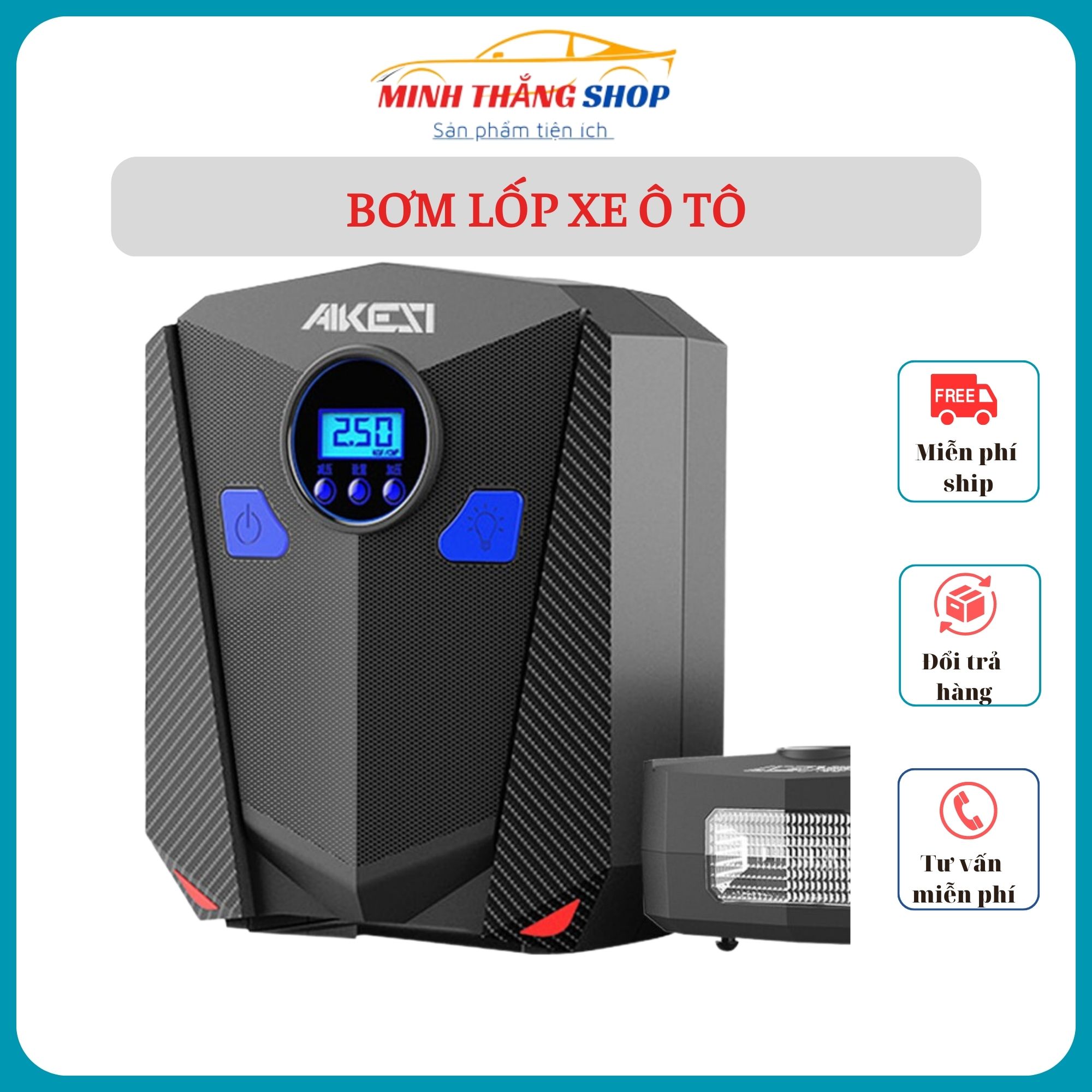 Bơm lốp ô tô Aikesi - Bảo hành 12 tháng