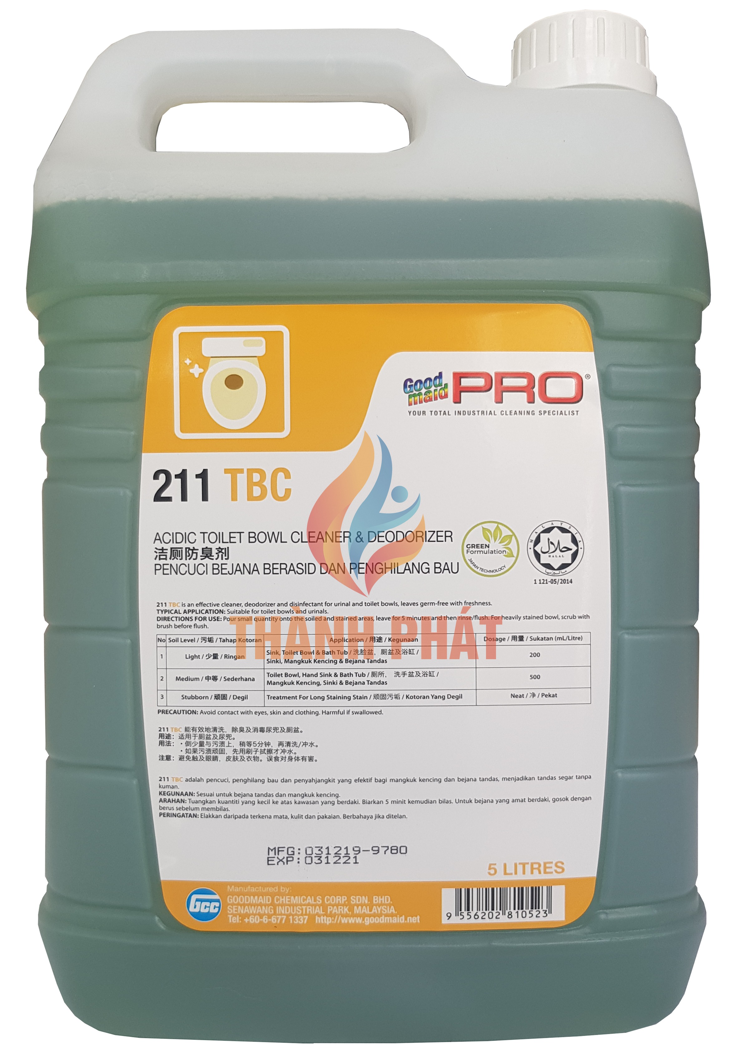 Nước tẩy rửa bồn cầu mạnh goodmaid g211-tbc 5l