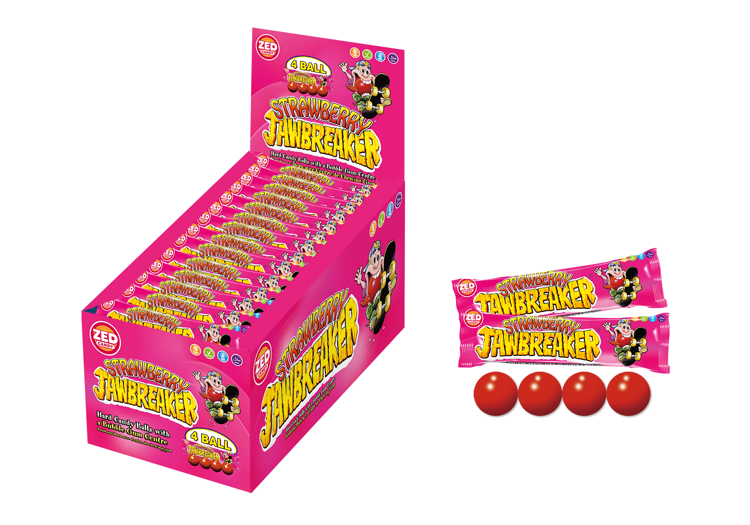 ZED Candy - Kẹo gum jawbreakers vị dâu tây