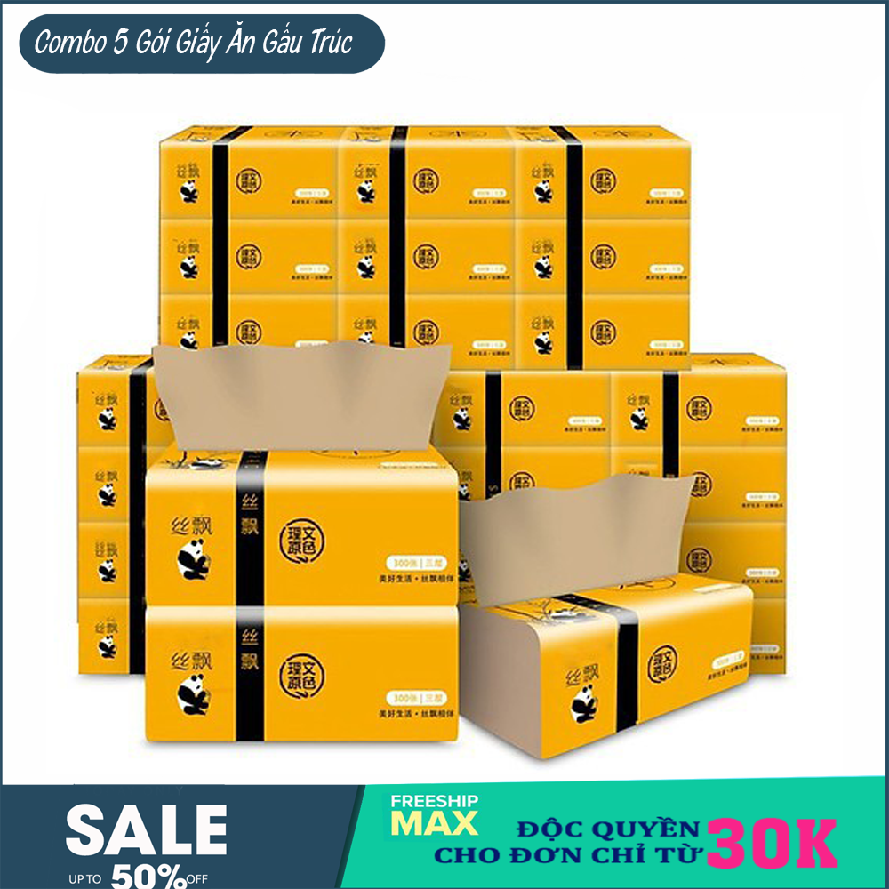 Combo 5 Gói Giấy ăn gấu trúc SIPAO