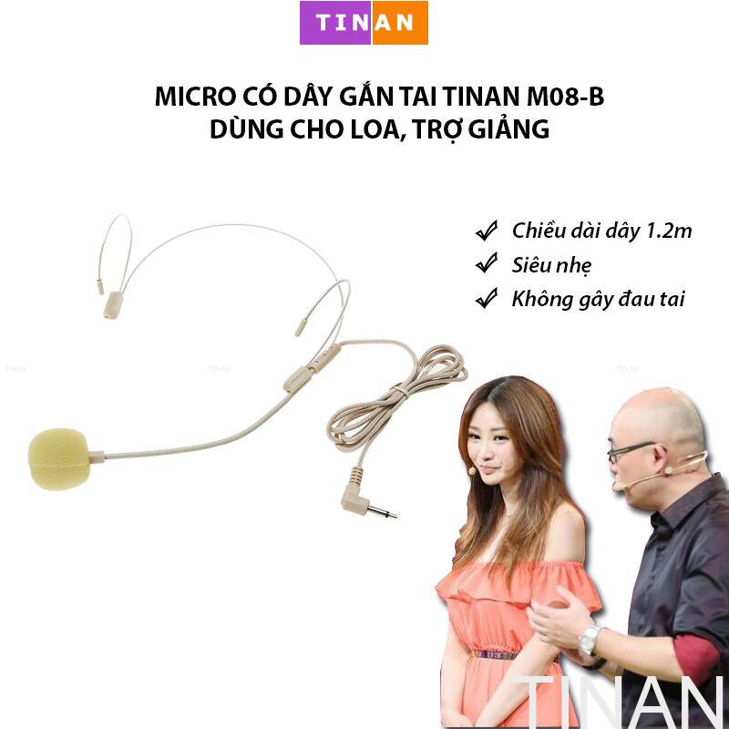 Micro có dây gắn tai tinan m08-b, dùng cho loa, trợ giảng, thuyết trình
