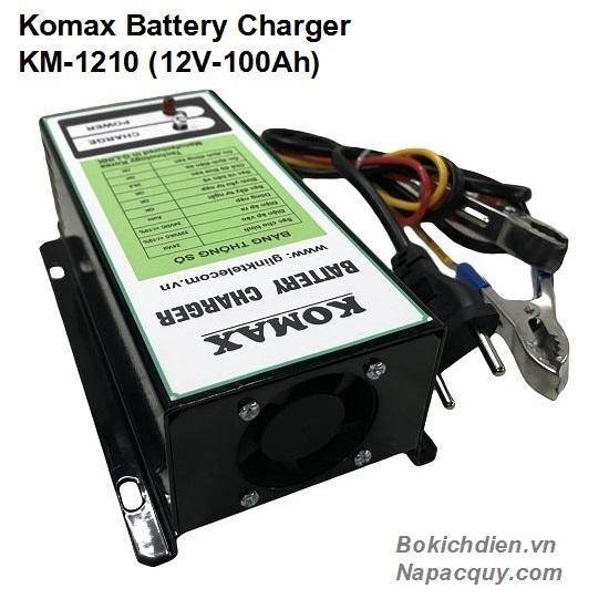 Máy nạp ắc quy tự động 3 chế độ komax 12v-100ah, km-1210