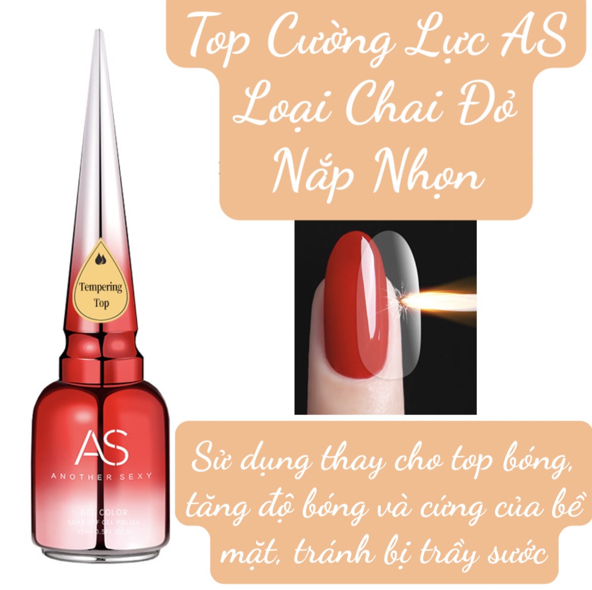 Sơn top gel cường lực as tempering top 15ml