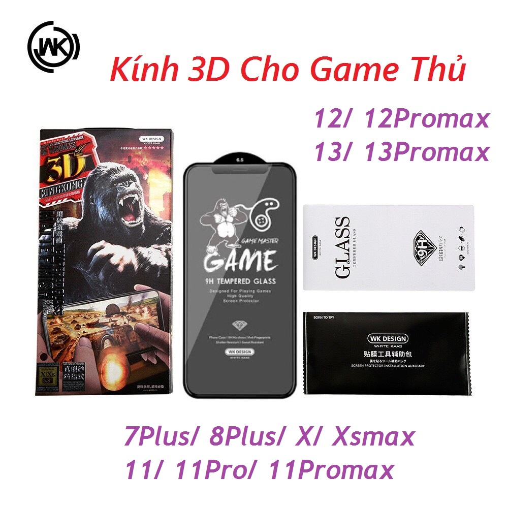 Kính 3d kingkong chuyên biệt cho game thủ, full mã iphone 7p/8p/xsmax/11/12/ 13promax