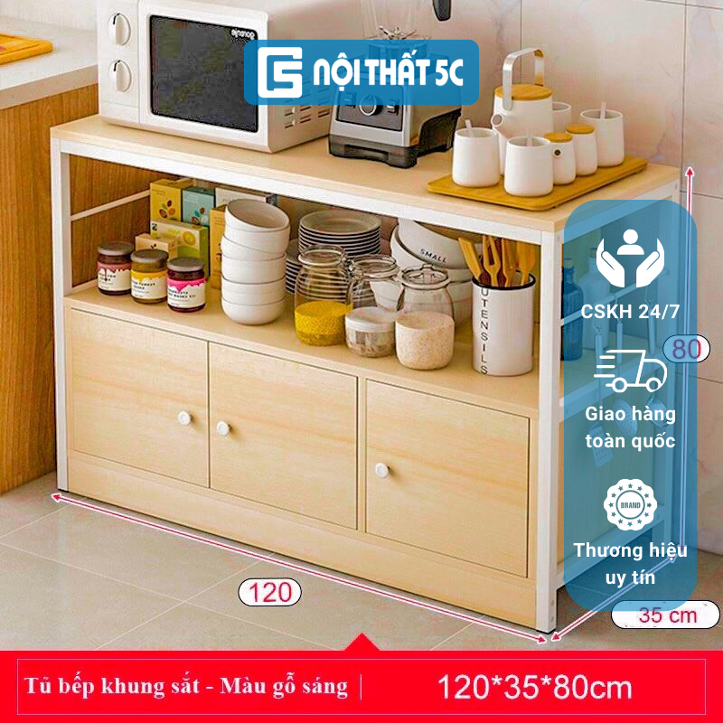 Kệ để đồ nhà bếp đa năng, có cánh tủ chống bụi bẩn tiện lợi, tiết kiệm không gian