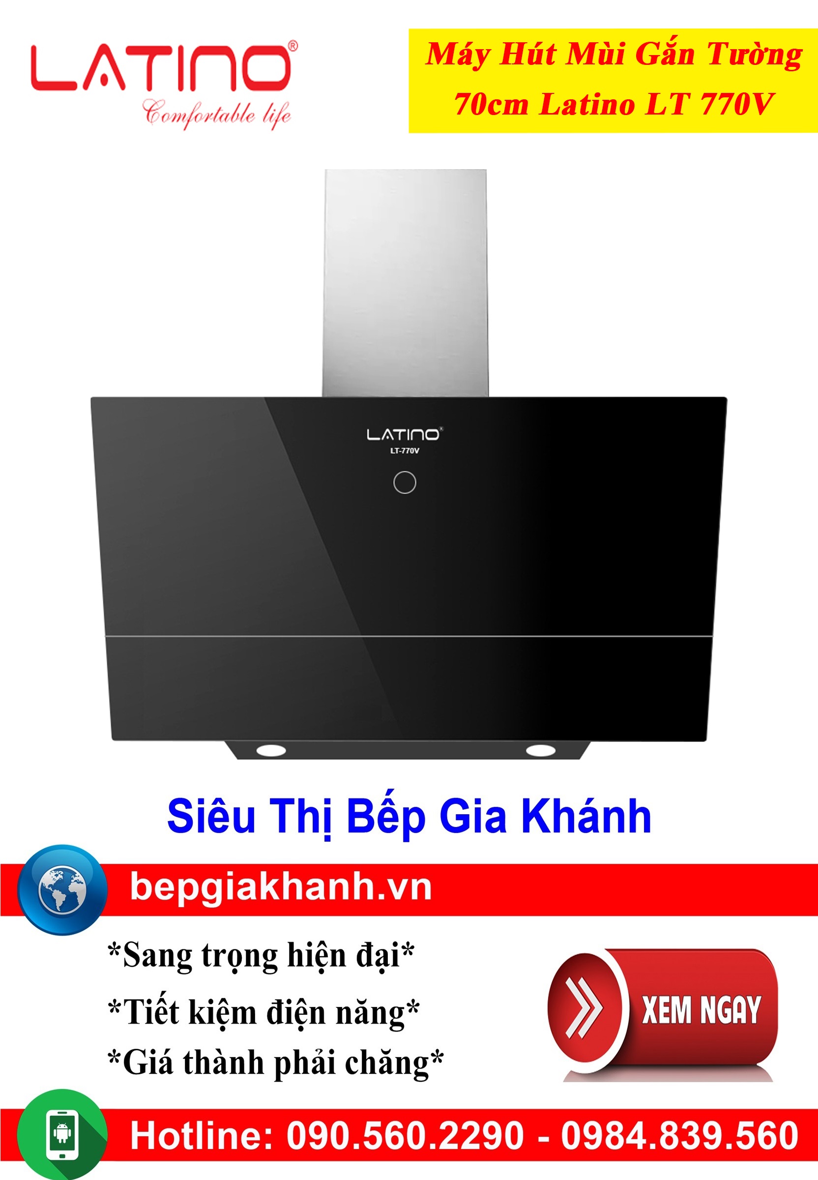 [HCM]Máy hút mùi dạng nghiêng 70cm Latino LT 770V, máy hút mùi nhà bếp, máy hút mùi bếp, máy hút mùi kính cong, máy hút mùi canzy, máy hút mùi mini, máy hút mùi âm trần, máy hút mùi electrolux, may hut mui