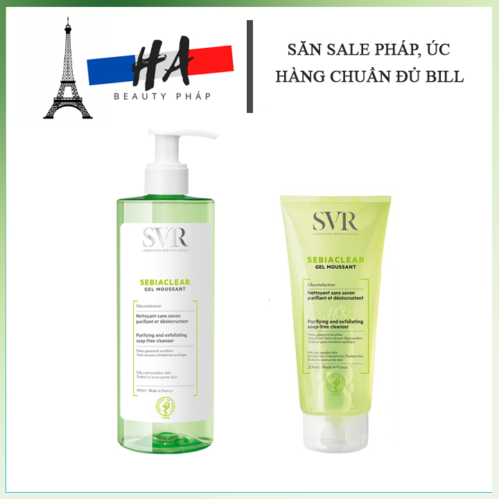 Sữa rửa mặt svr cho da dầu mụn, nhạy cảm bản pháp sebiaclear gel moussant