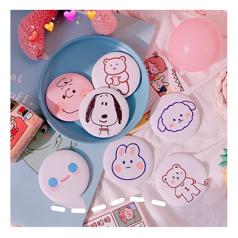 Gương mini bỏ túi cầm tay dễ thương - Gương tròn cầm tay