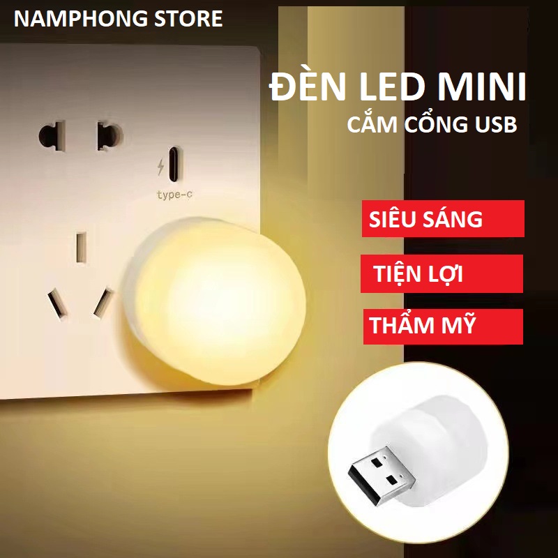 Đèn led mini bảo vệ mắt đọc sách, đèn led ngủ cổng usb