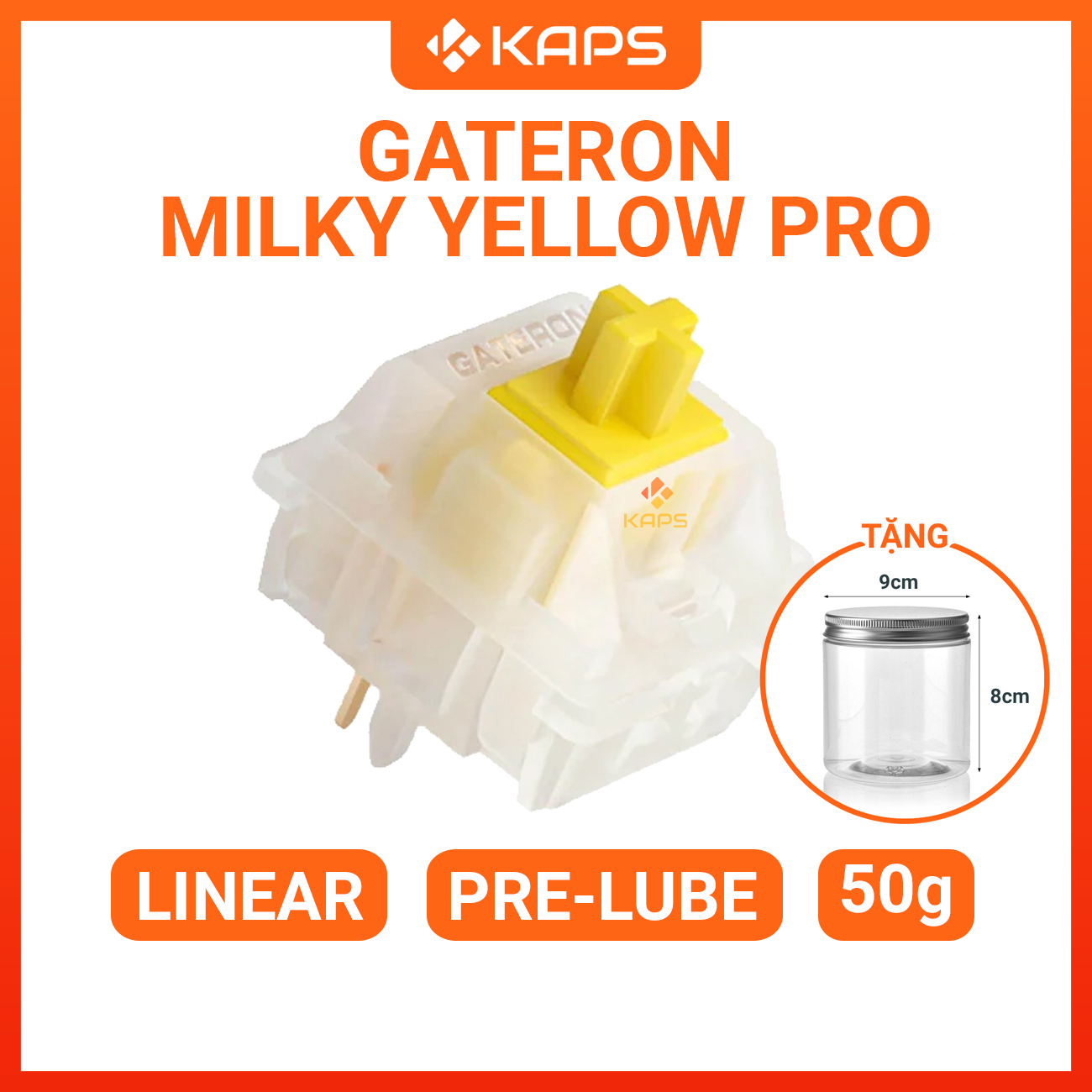 Switch Gateron Milky Yellow Pro | Linear Switch | Switch 5 chân | Switch Gateron | Dùng cho bàn phím cơ