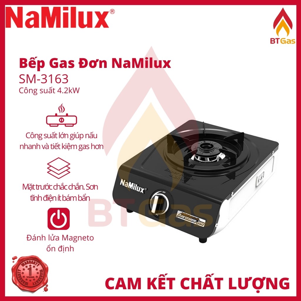 Bếp gas namilux / bếp ga đơn sm-3163 / công suất lớn 4.2kw - hàng chính hãng