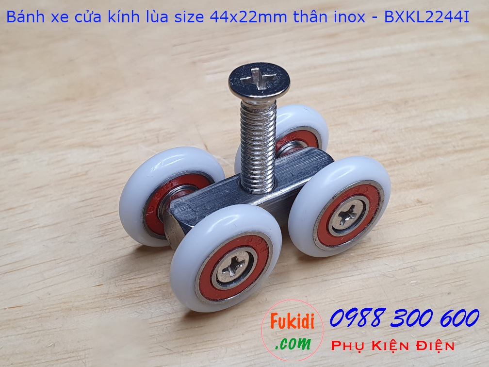 Bánh xe cửa kính lùa chất liệu inox 304 size 22x44mm - BXKL2244I