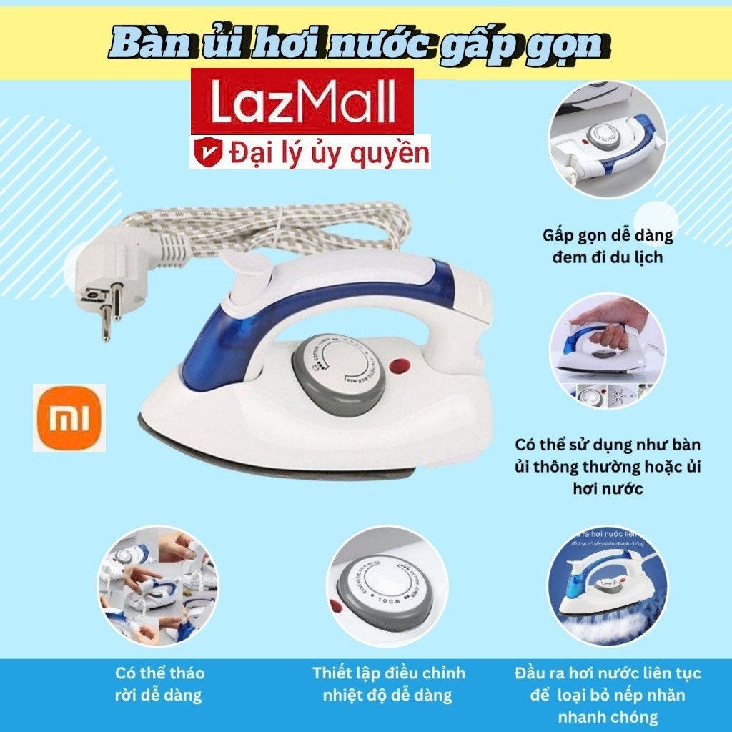 LazMall ĐANG SALE SỐC 50% Công Nghệ Mới Xiaomi Bàn ủi hơi nước cầm tay mini gấp gọn HT-258B - Bàn là hơi nước du lịch nhỏ gọn độ phun sương lớn là phẳng quần áo