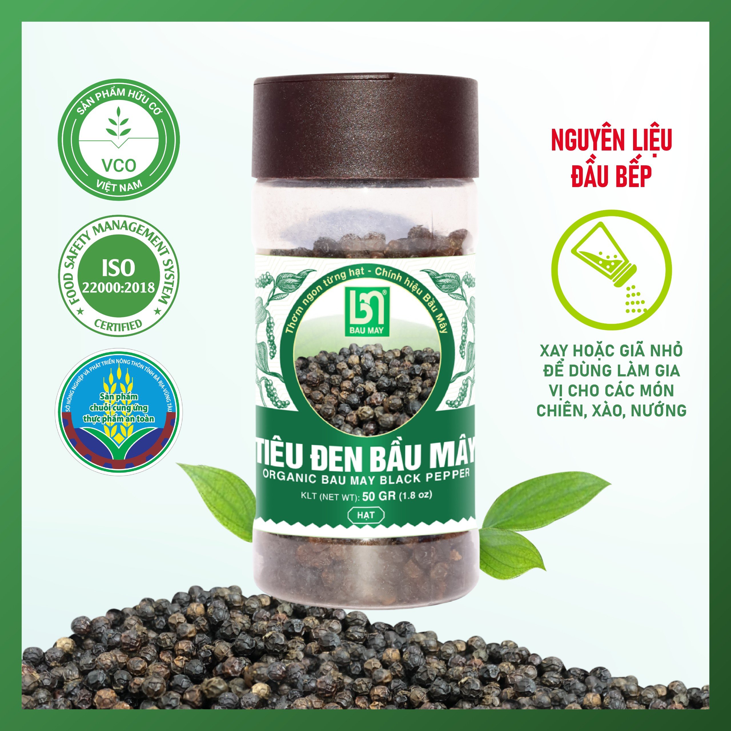 Tiêu Đen Bầu Mây Hũ 50g – Vùng Trồng Đạt GLOBALG.A.P.