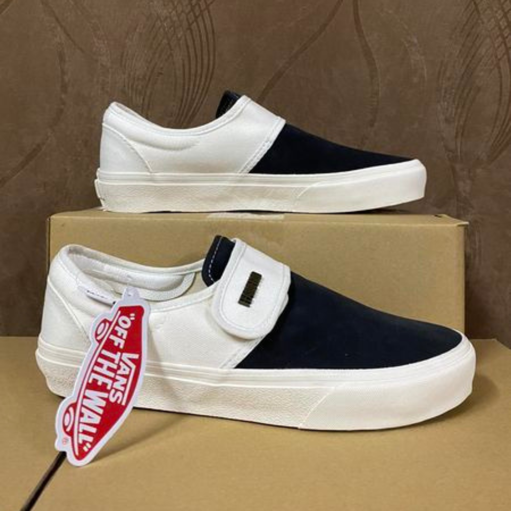 Giày slip on vans khoá dán đen trắng, khoá caro nam nữ