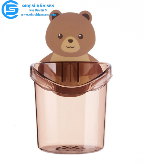 Ly cốc đựng bàn chải kem đánh răng dán tường hình gấu cute cốc dán tường nhà tắm Lygau