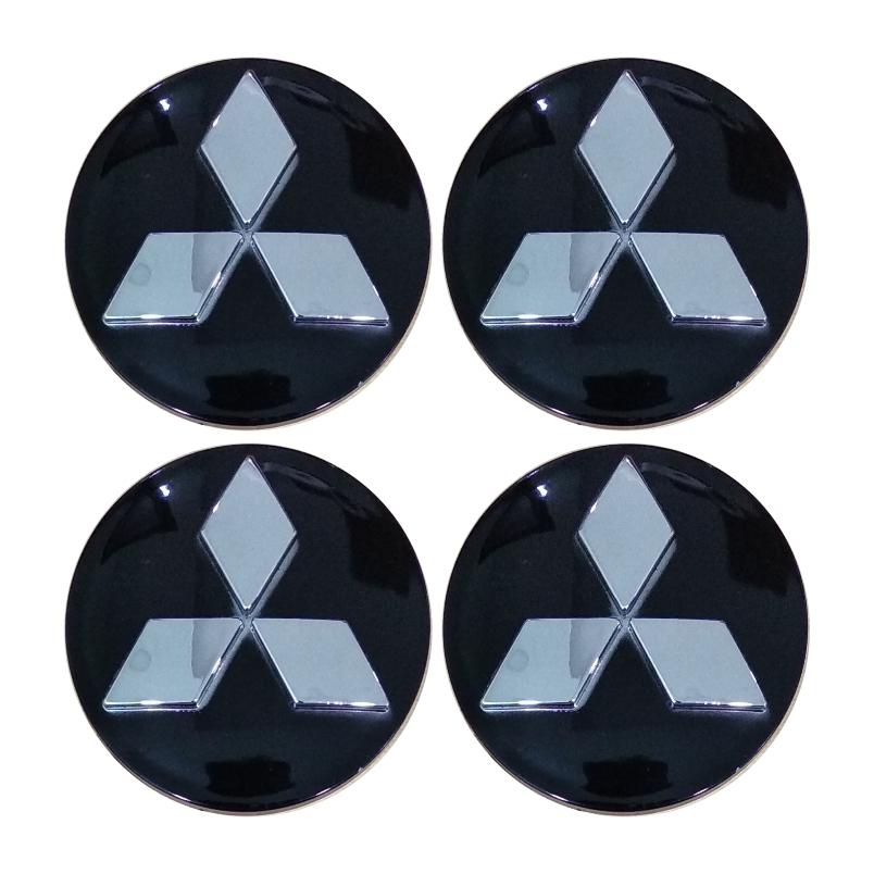 Bộ 4 cái logo chụp mâm bánh xe Ô tô 60mm dùng cho xe Mitsubishi Xpander, Grandis, Pajero Port, Triton, Outlander, Zinger, Jolie (Đen)
