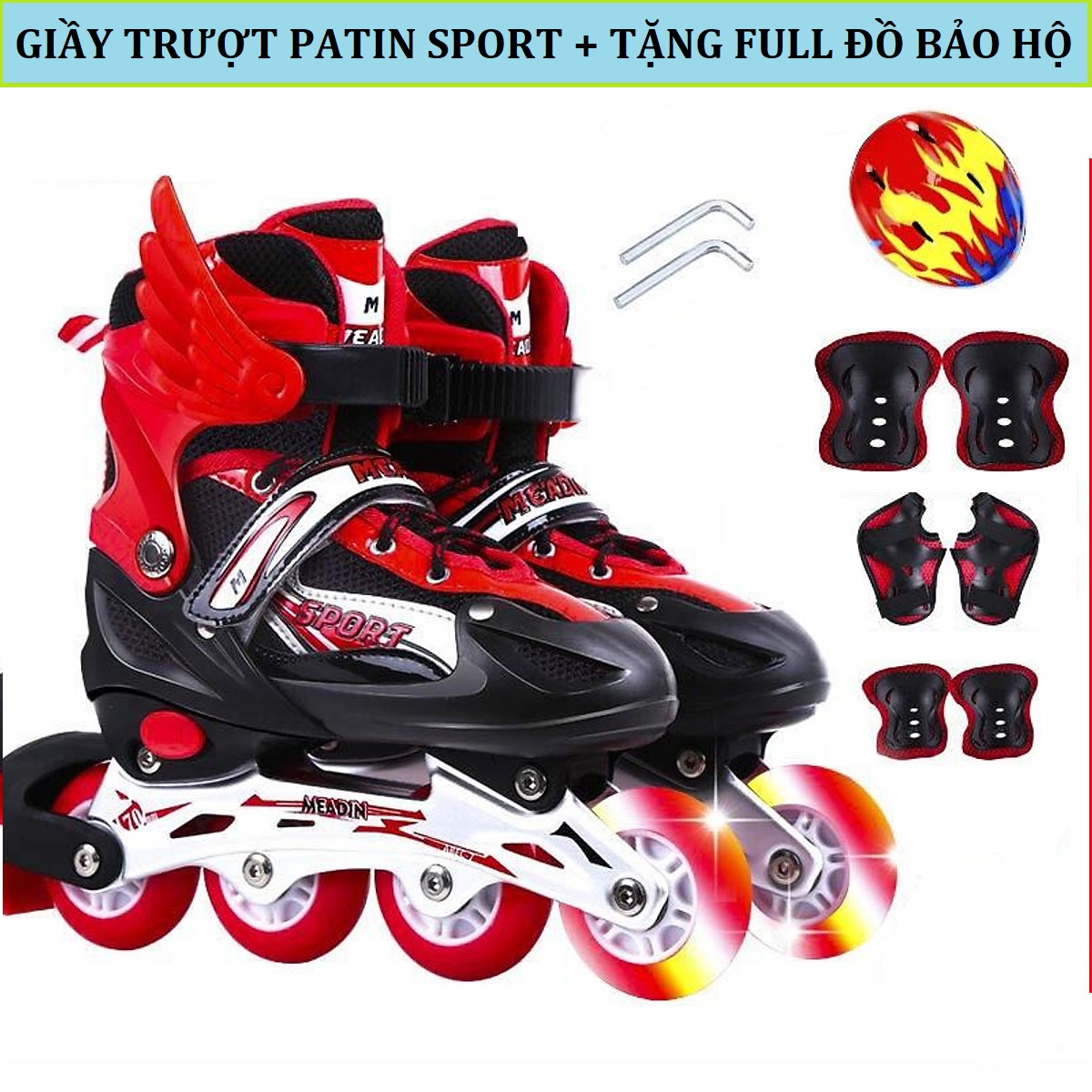 [ TẶNG FULL ĐỒ BẢO HỘ] Giày trượt PATIN cao cấp bánh xe phát sáng có thể điều chỉnh kích thước dành cho mọi lứa tuổi