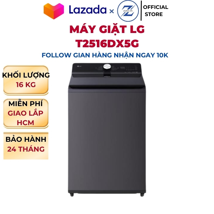 Máy giặt cửa trên Inverter LG 16KG T2516DX5G - Bảo hành 24 tháng