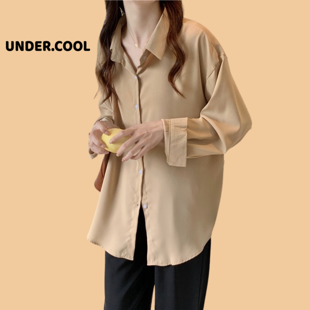 Áo Sơ Mi Lụa Dài Tay UNDERCOOL Màu Pastel Hồng, xanh, vàng, Form Rộng Hàn Quốc - đi học - đi làm