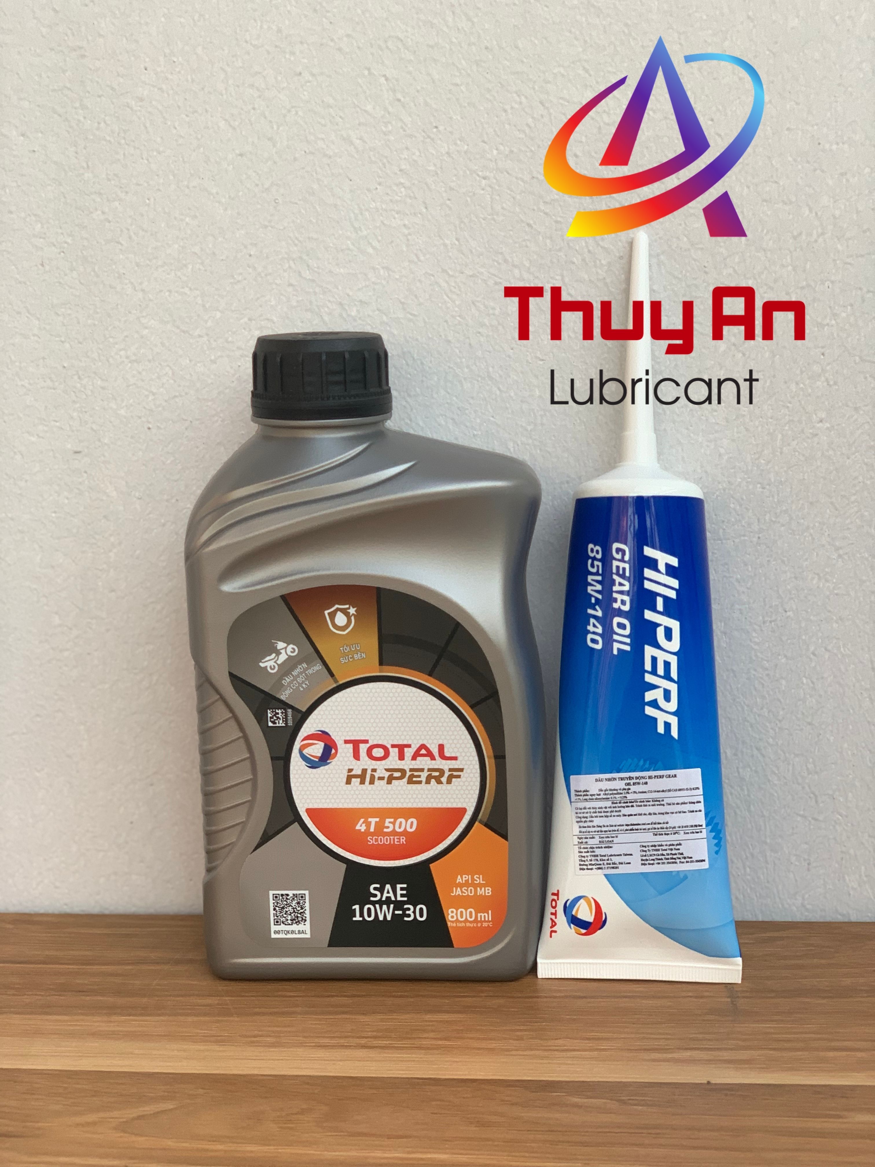 Combo Nhớt Total Hi perf xe tay ga 4T500 10W-30 + Nhớt láp Gear Oil 85W-140