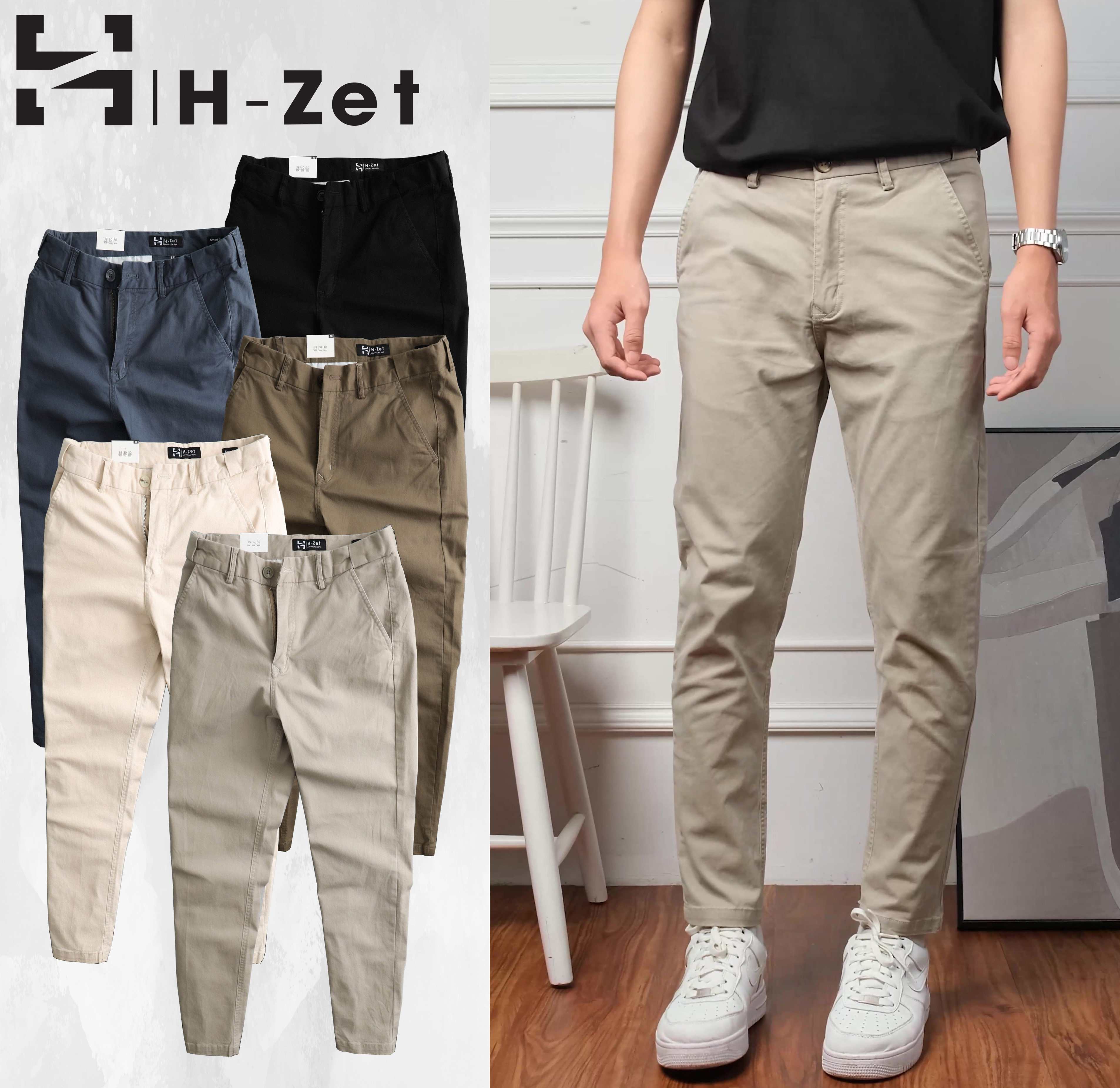 Quần kaki nam lưng thun ẩn chuẩn form nam H-ZET, vải kaki dày dặn, co giãn, đanh mịn LTA