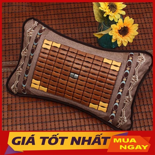 Gối trúc tre hạt tự nhiên cao cấp giảm đau vai gáy, thoáng mát mùa hè - kích thước 30cm x 50cm