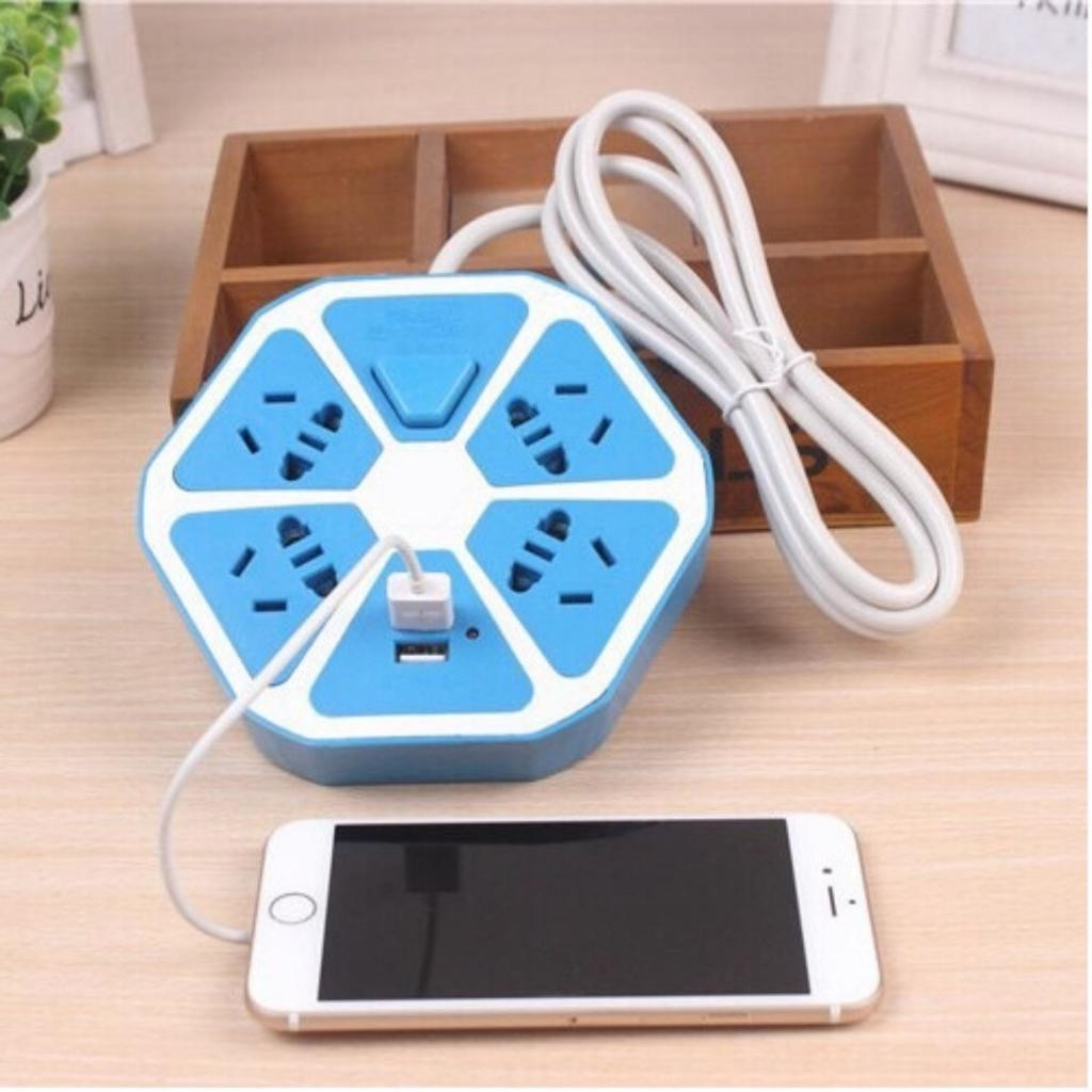 Ổ cắm điện đa năng lục giác có cổng usb - ổ cắm điện đa năng hình trái cam kèm 4 cổng usb