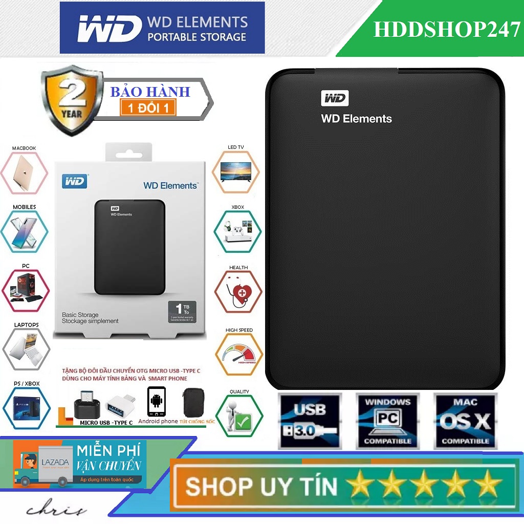 HCM Ổ CỨNG WD ELEMENT/WD MY PASSPORT 1TB - BH 24 THÁNG