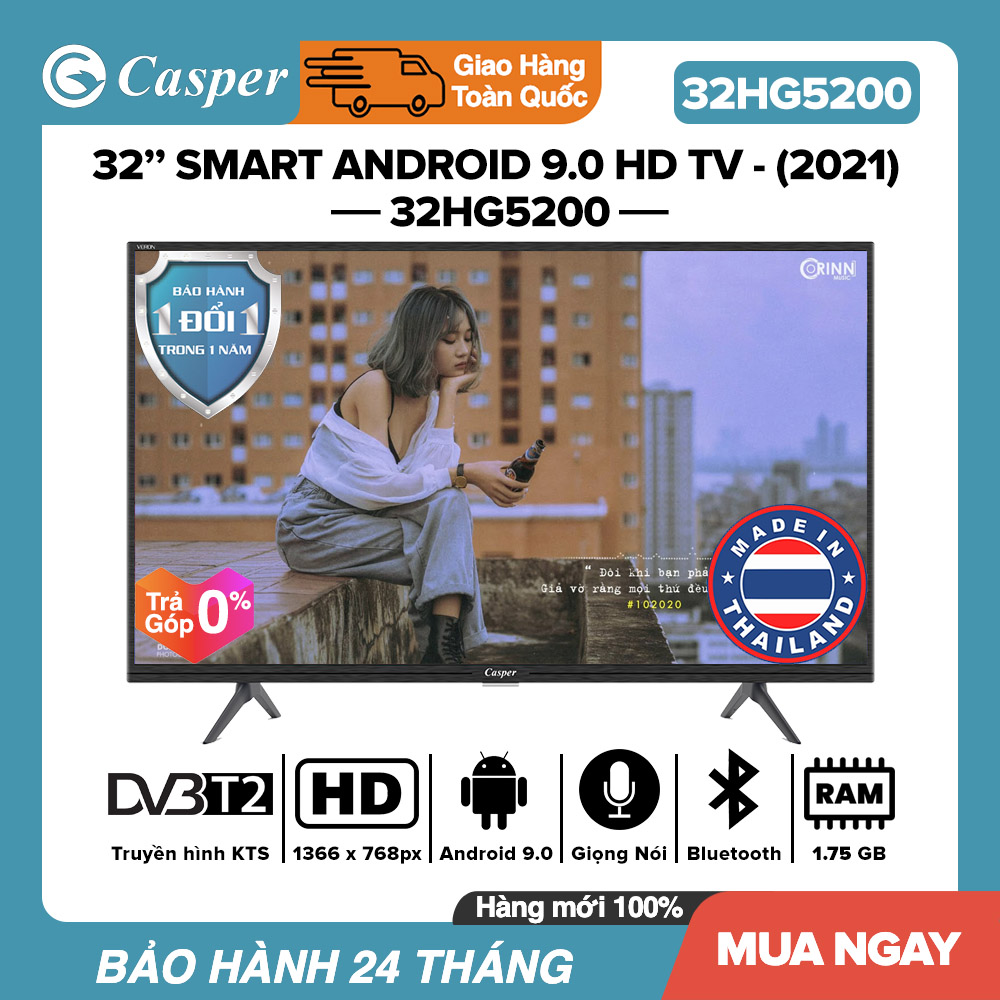 Smart Voice Tivi Casper 32 inch HD - 32HG5200 Android 9.0, Điều khiển