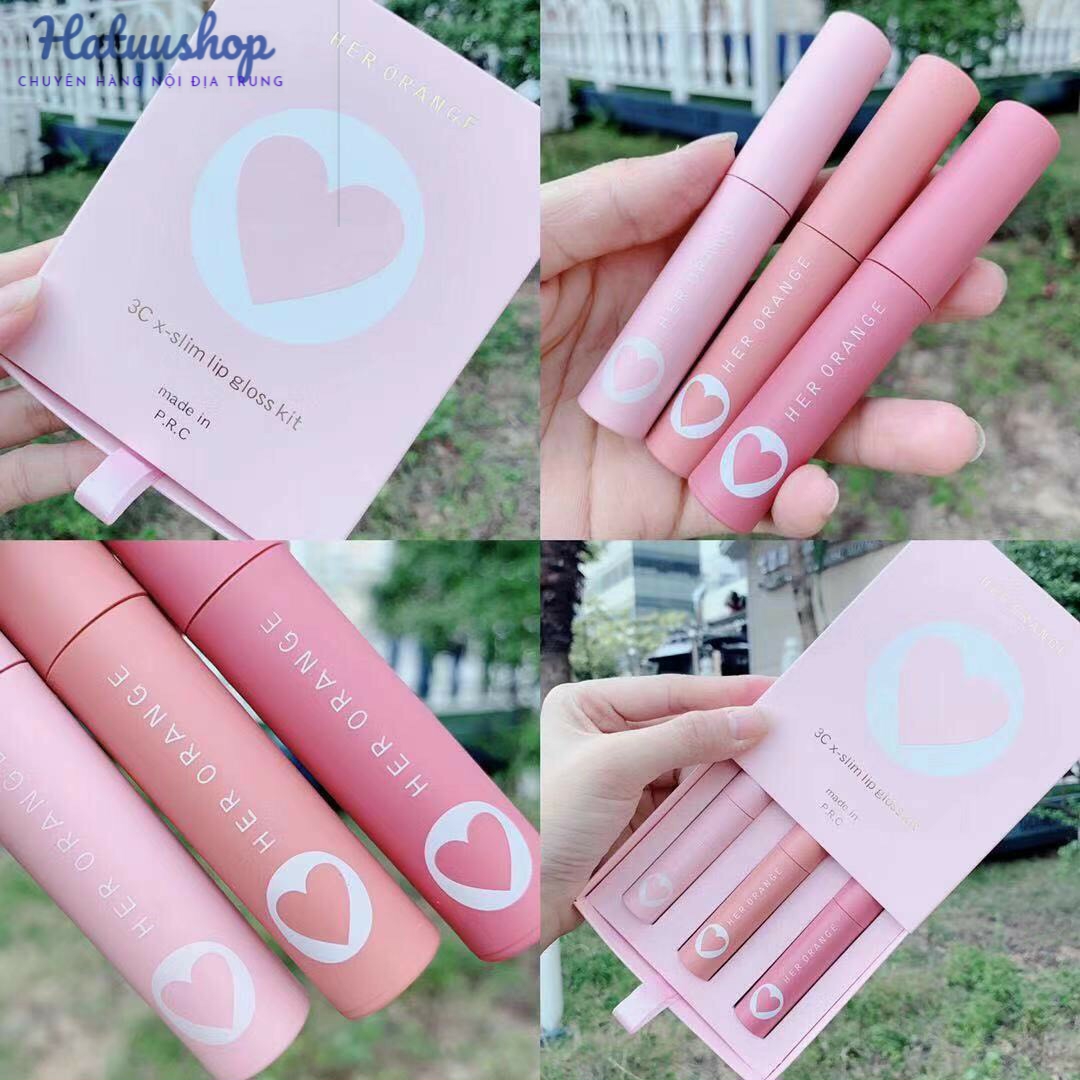 Sét Son Kem Her Orange 3x Slim Kem Lỳ Mềm Môi