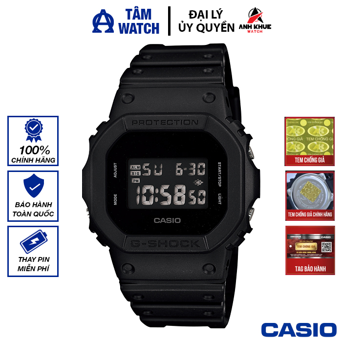 Đồng hồ nam dây nhựa casio g-shock chính hãng anh khuê dw-5600bb-1dr