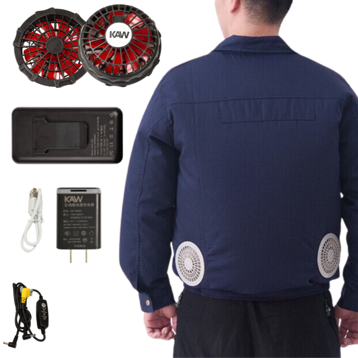 Áo điều hoà KAW, Áo điều hòa quạt gió công nghệ Nhật, Áo chống nắng có quạt cao cấp, pin 50000mAh, quạt 12V sử dụng liên tục 12-23 tiếng, quạt không chổi than, chất lượng cao, Bảo hành chính hãng