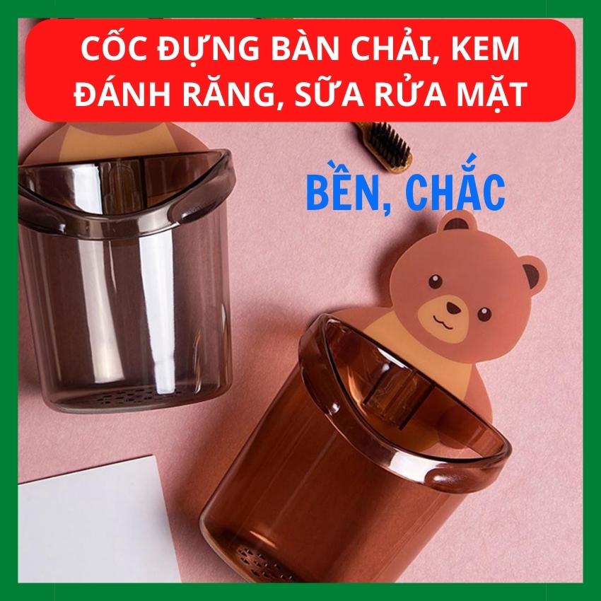 Ly Cốc Dán Tường Hình Gấu Nâu Đựng Bàn Chải, Kem Đánh Răng, Sữa Rửa Mặt, Đồ Dùng Nhà Tắm - Kệ nhà tắm dán tường