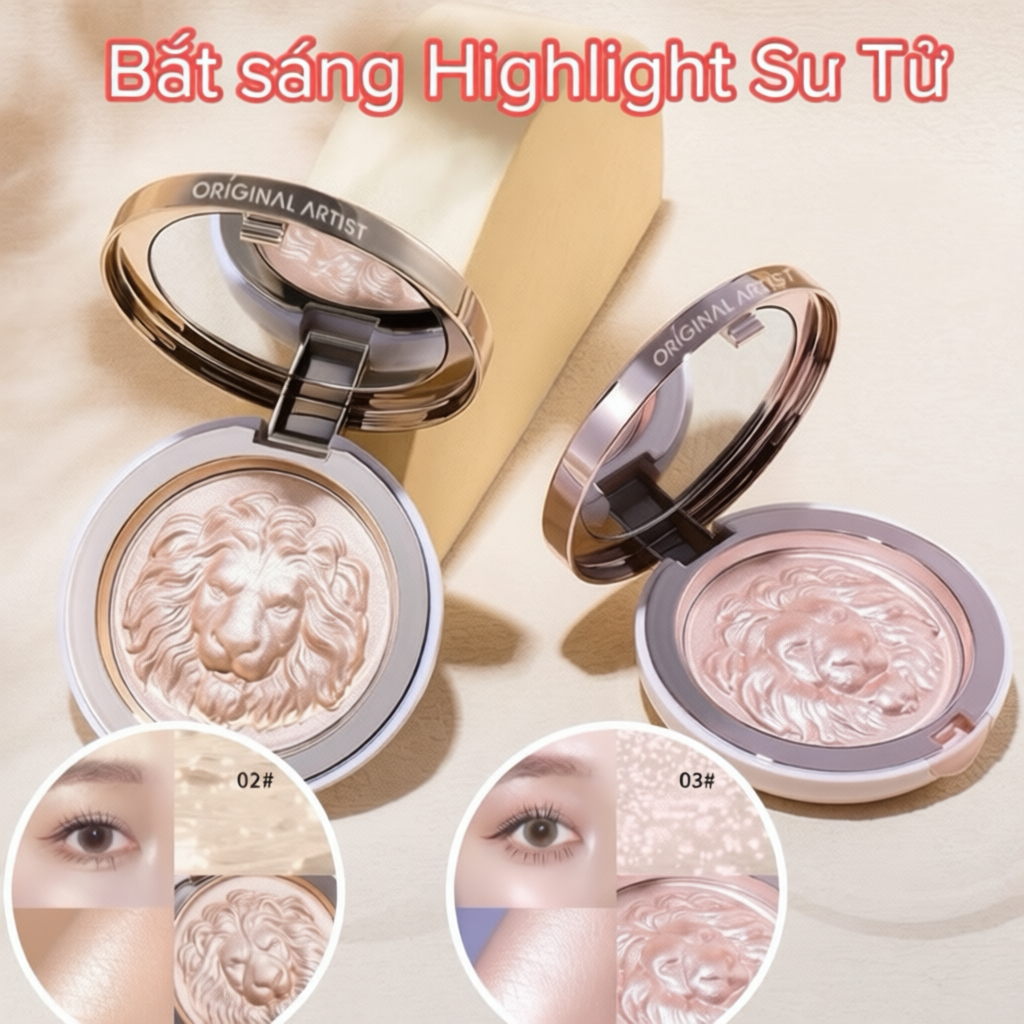 Phấn Bắt Sáng Highlight Lion Gloss Powder , bắt sáng sư tử Mềm Mịn, Sang Chảnh, đẹp mịn