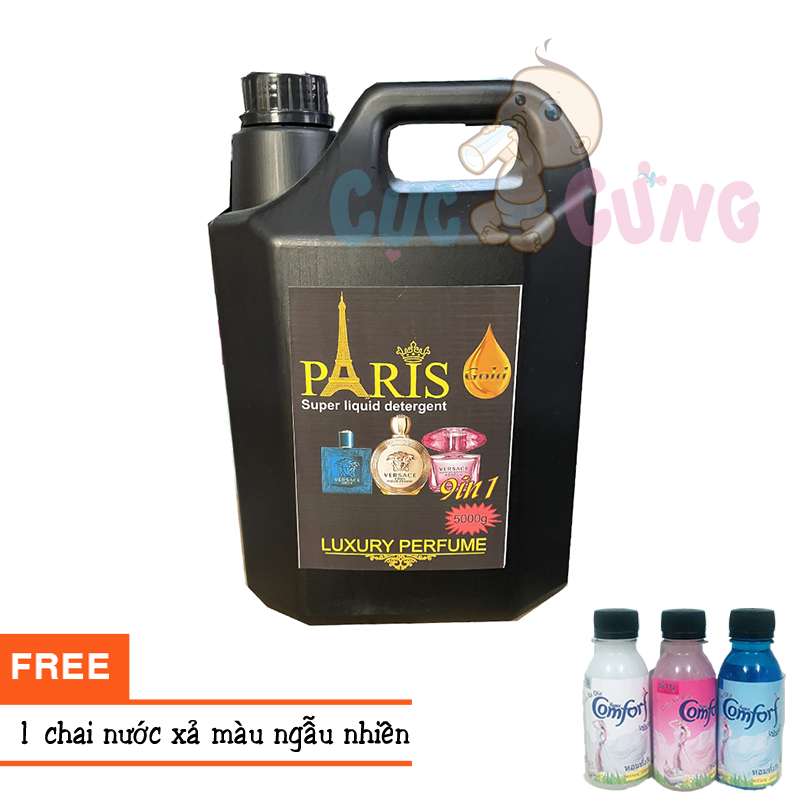 Nước Giặt Paris Thái Lan 5L hương nước hoa (giặt xả 5in1) TẶNG 1 chai nước xả hương Comfort màu xanh
