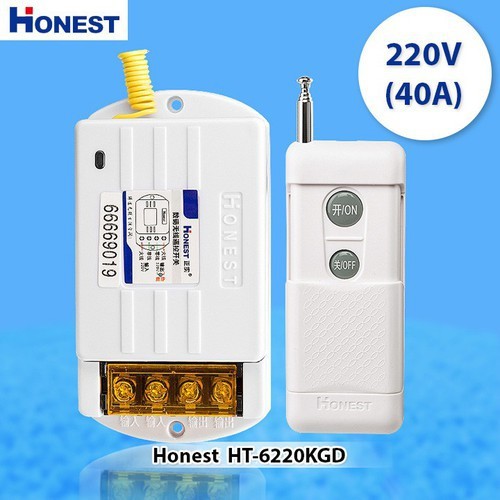 Bộ Công Tắc Điều Khiển Từ Xa 1000M xuyên tường Honest HT-6220KG-1 40A/220V khoảng cách 100-1Km (Trắng) công tắc điều khiển từ xa