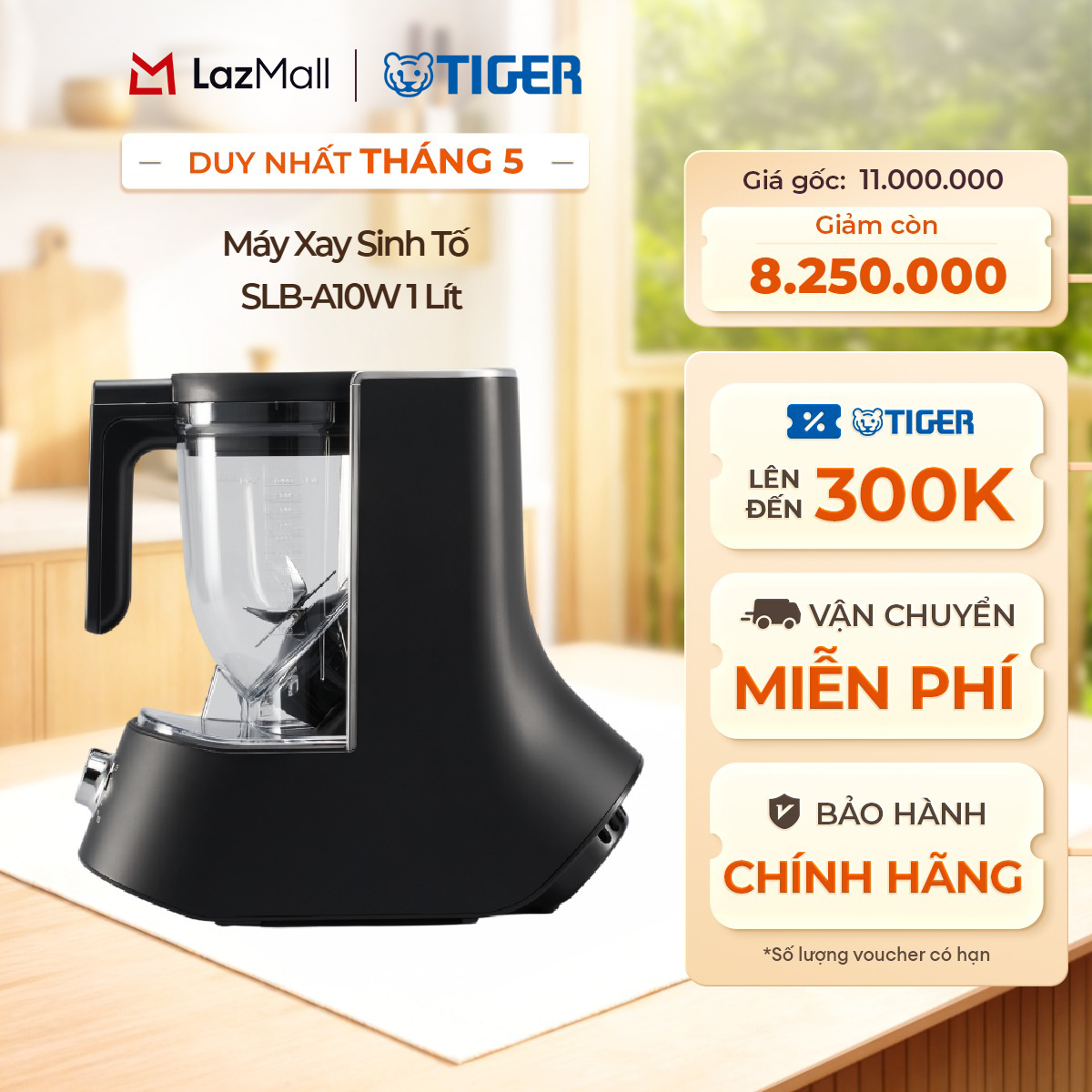Máy Xay Sinh Tố TIGER SLB-A10W 1 Lít - Hàng chính hãng