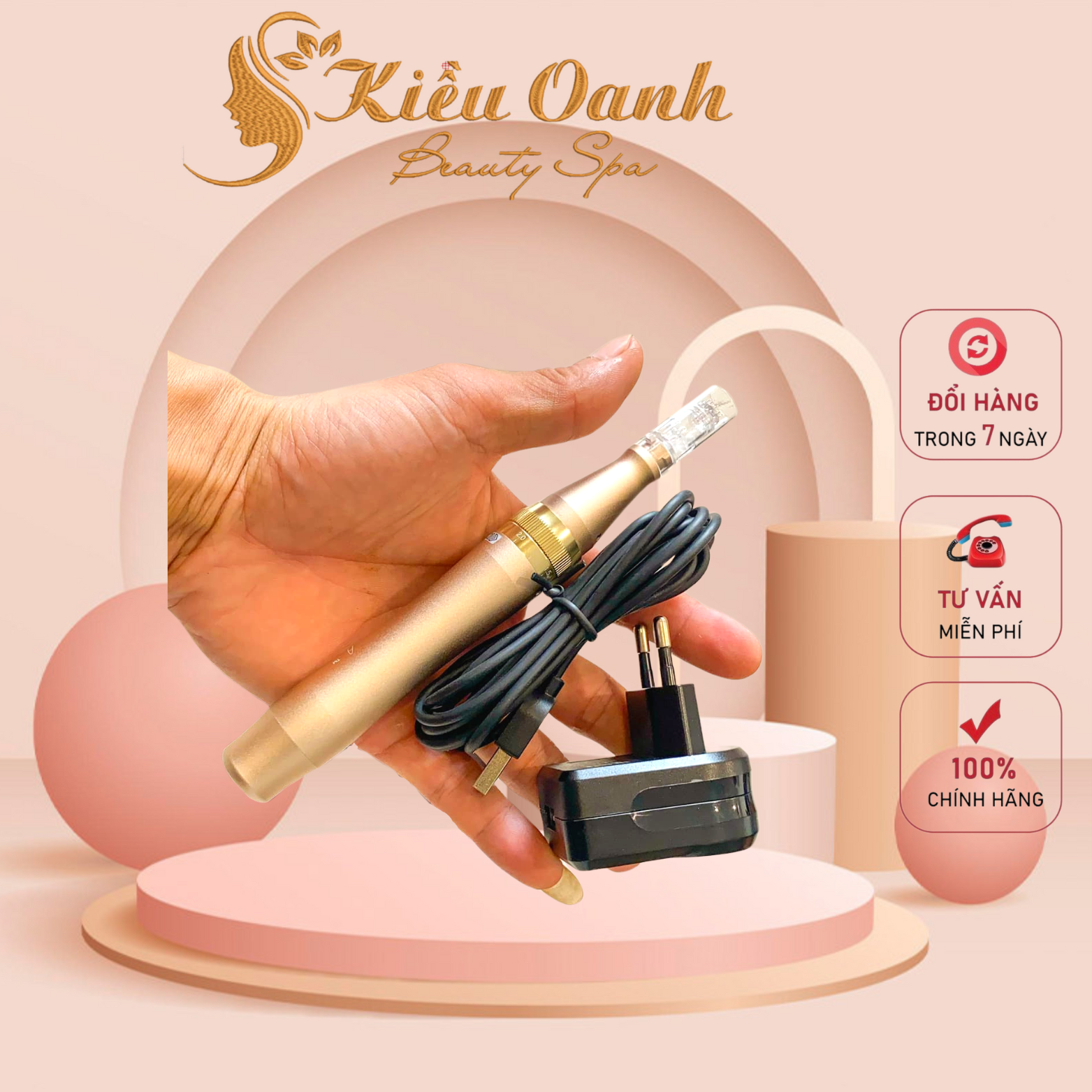 Máy phi kim cấy phấn, cấy tảo dr pen vàng m5 tích điện