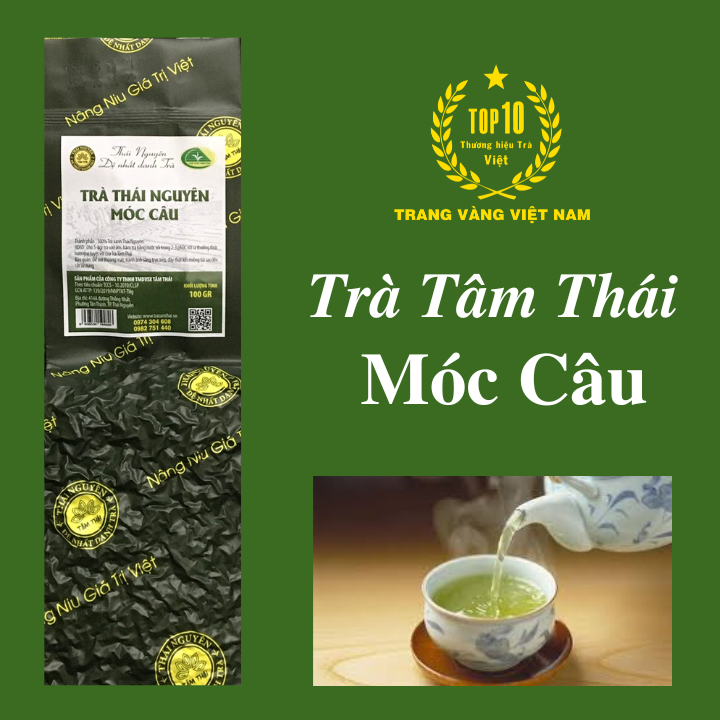 Trà móc câu thái nguyên gói 100g trà tâm thái chè móc câu tân cương thái nguyên 100g
