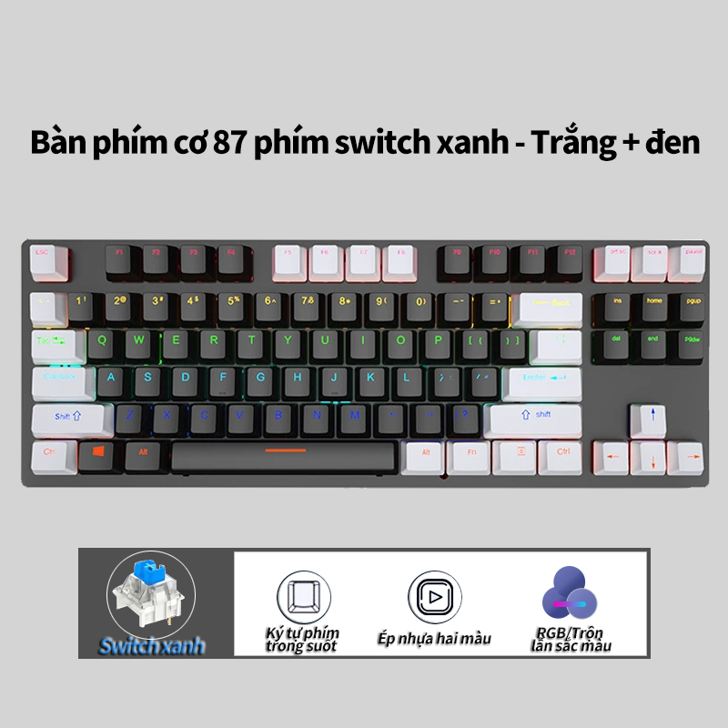 Bàn Phím Cơ Chuyên Game-Bàn Phím Cơ Máy Tính K550 Pro Led RGB -Bảo hành,Blue Switch Có 10 Chế Độ Màu