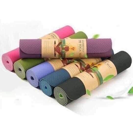 Thảm tập yoga 2 lớp TPE cao cấp tặng kèm túi đựng thảm