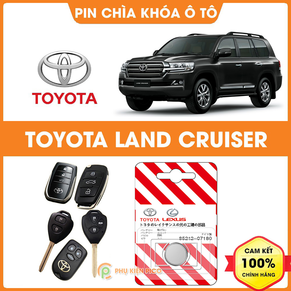Pin chìa khóa ô tô Toyota Land Cruiser chính hãng sản xuất theo công nghệ Nhật Bản - Pin chìa khóa Toyota Land Cruiser